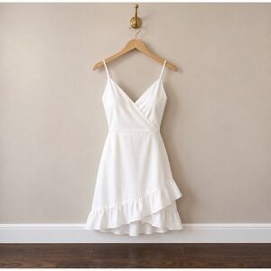 Speechless Womens White Ruffle Hem Wrap Mini Dress JB11431DNE White Medium